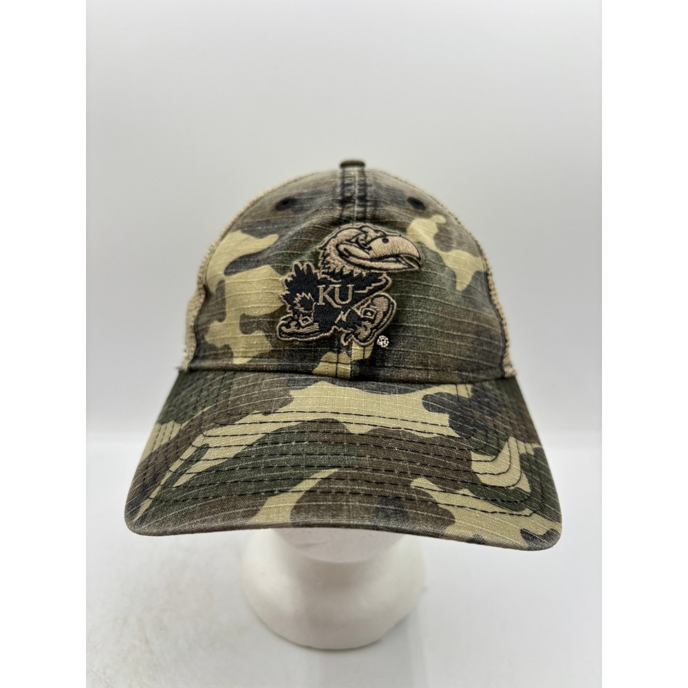 Kansas Jayhawks KU New Era 9Twenty Camo Trucker Hat OHT USA Flag Snapback Hat